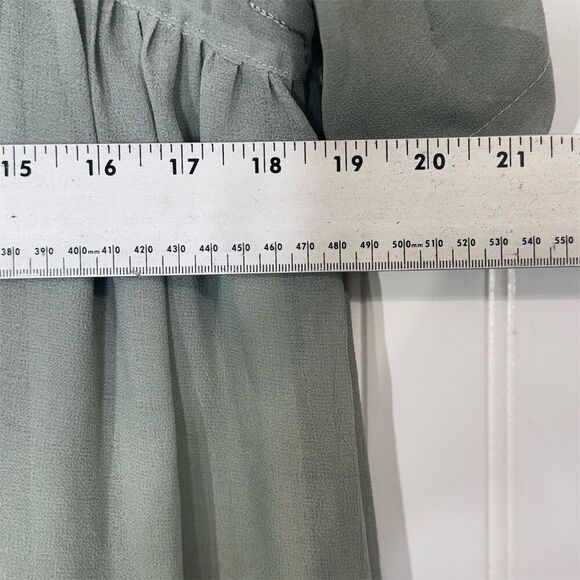 Vintage Fleurs Elegant Additions Sage Green Sheer Embroidered Blouse XL Boho - Picture 4 of 7